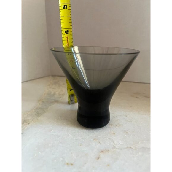 Vintage MCM Morgantown Normandie Smoke Gray Glass Cocktail Pitcher & Six Martini - Picture 9 of 9